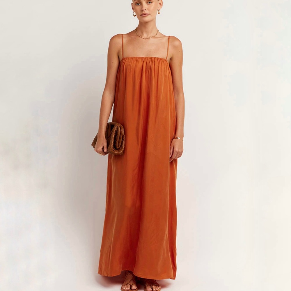 DISSH - CAMPBELL ORANGE ELASTIC MIDI DRESS
